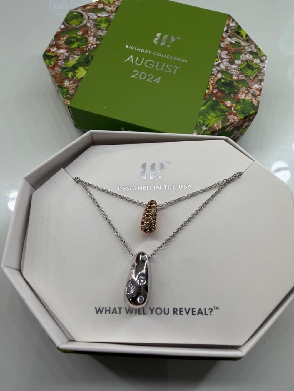 August 2024 Birthday Collection Layered Necklace - Silver & Gold Accent